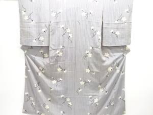 アンティーク　錦紗縞に枝花模様着物